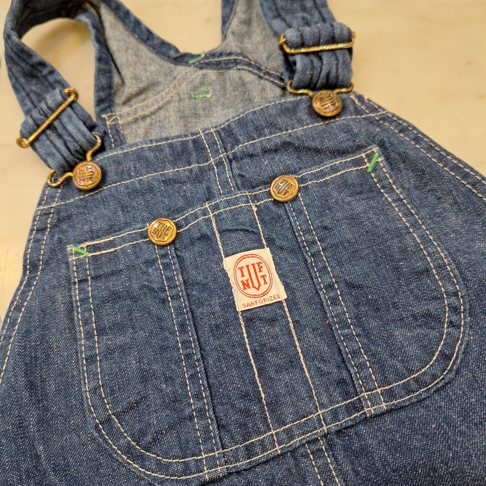 VTG 60s 70s Tuf-Nut Overalls Mens Sz 29x30=Wom S/M Blue Denim Sanforized Cottage
